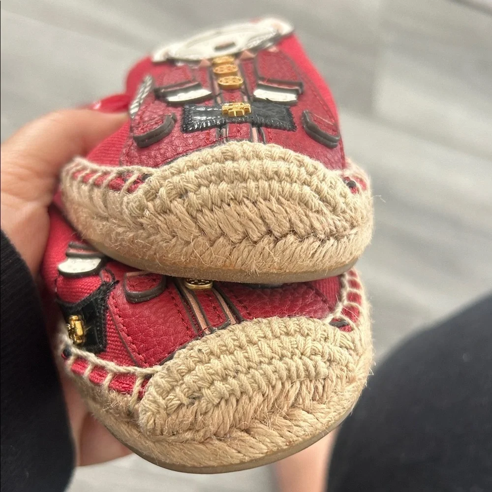 NWOT TORY BURCH TILLY THE TIGER ESPADRILLE CANVAS/LEATHER RED STONE SZ US 5